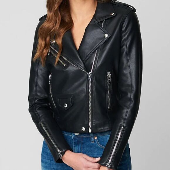 Black BLANKNYC Leather Jacket - Black w Silver Zippers Size XS Ripping on Coller - Picture 9 of 9